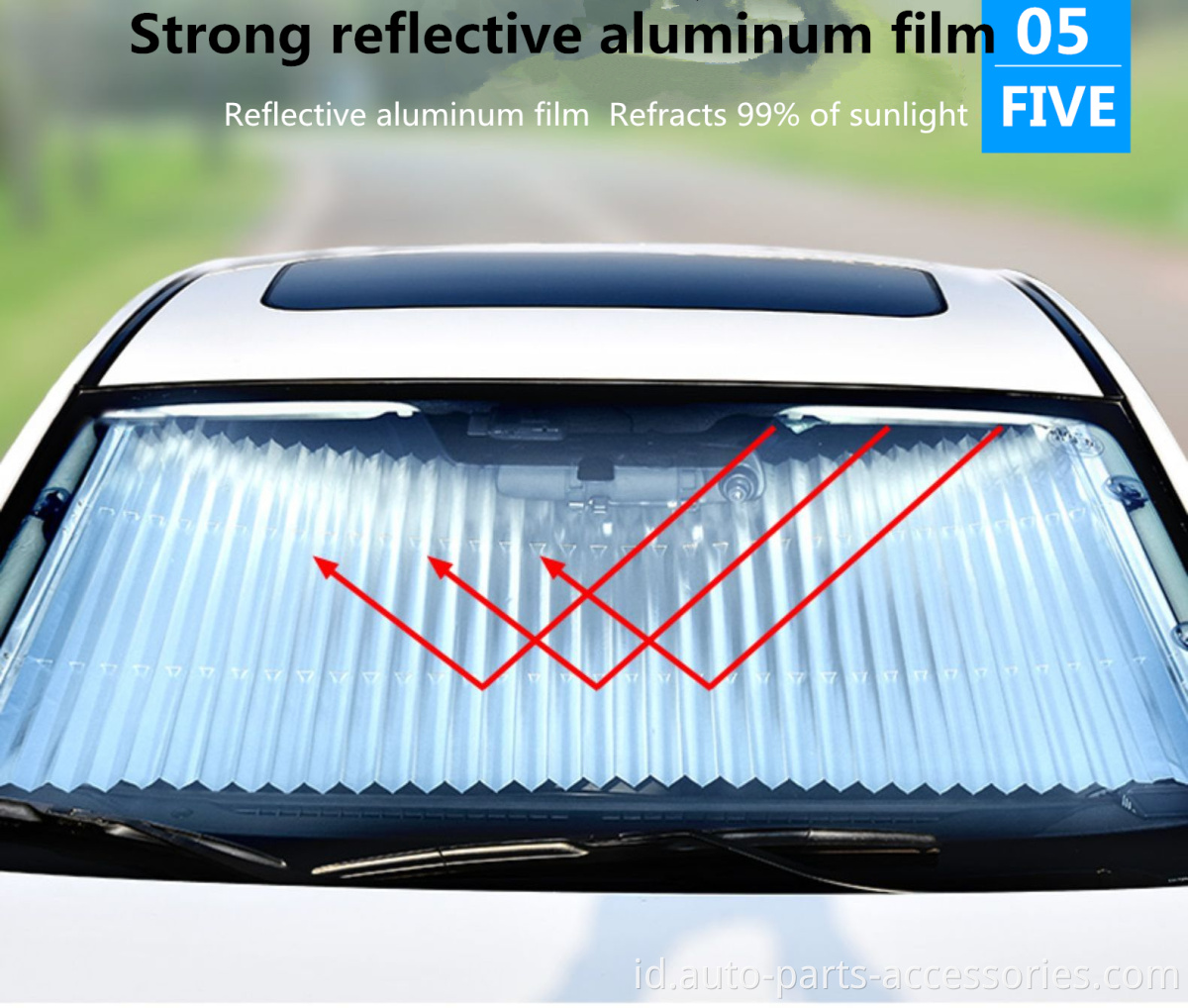 China Factory Reflektif UV Blinds Jendela Belakang 46cm Mobil Interior Sunshade Auto Sun Visor